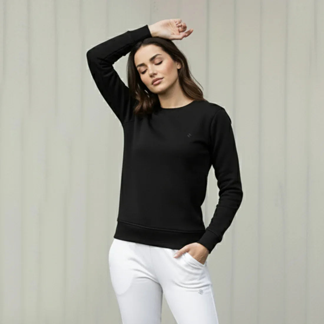 WOMEN ML SWEATSHIRT – BLACK - NAVZA