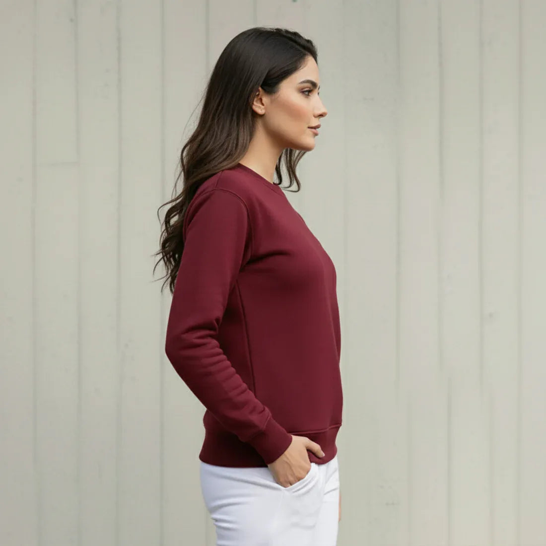 WOMEN ML SWEATSHIRT β BURGUNDY - NAVZA