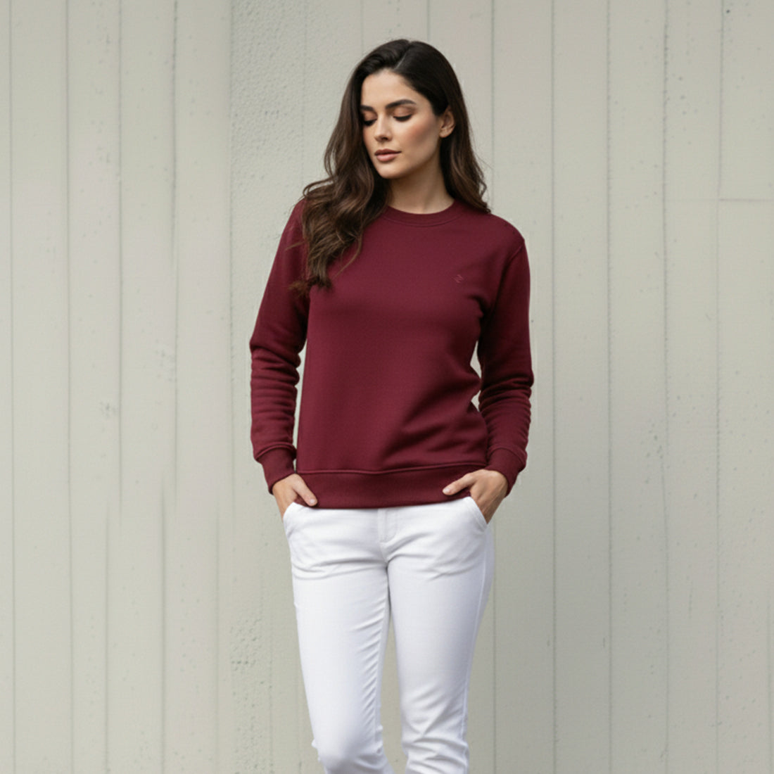 Women Sweatshirt Burgundy | NAVZA