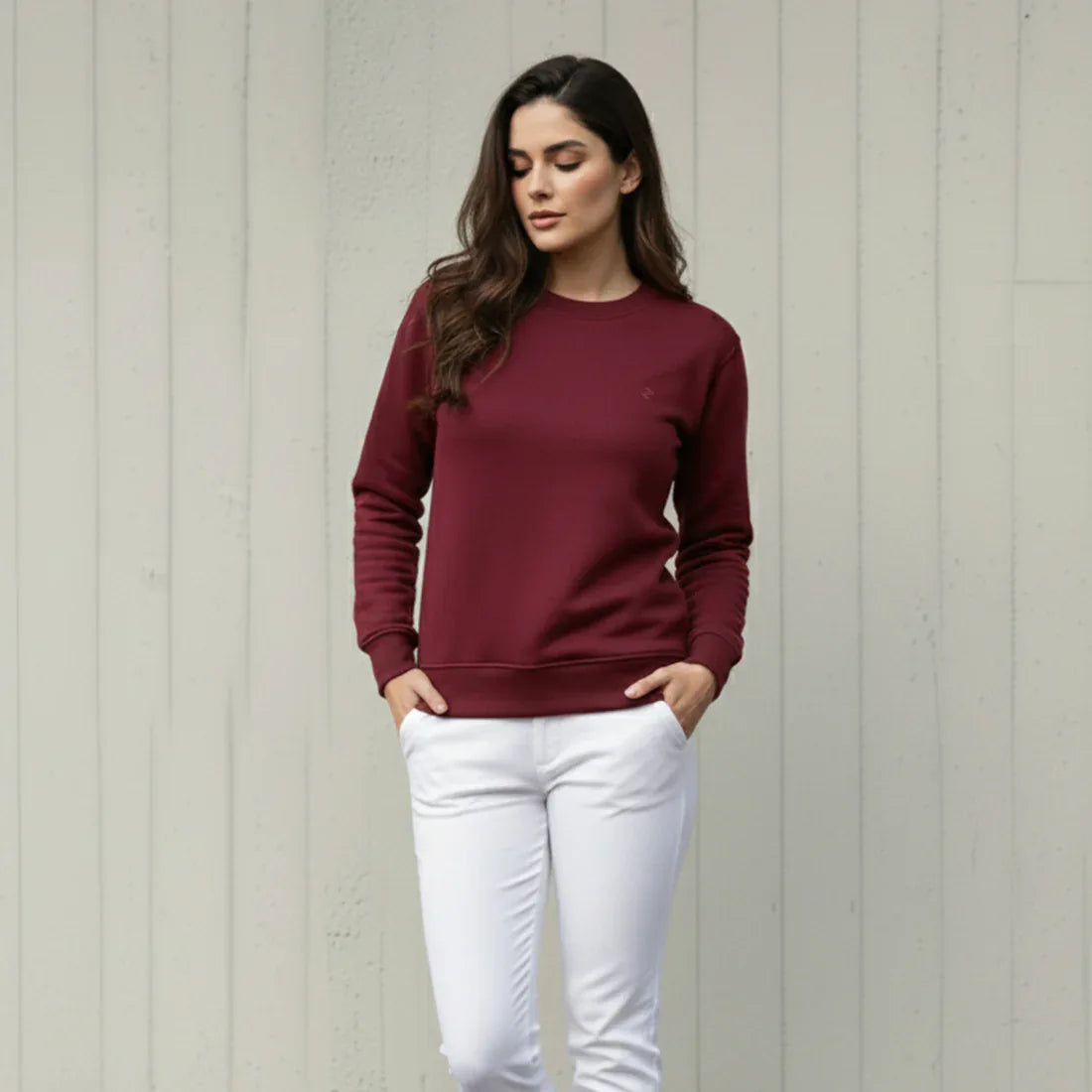 WOMEN ML SWEATSHIRT – BURGUNDY - NAVZA
