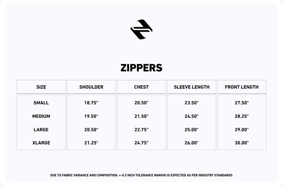ZIPPER SIZE CHART | NAVZA