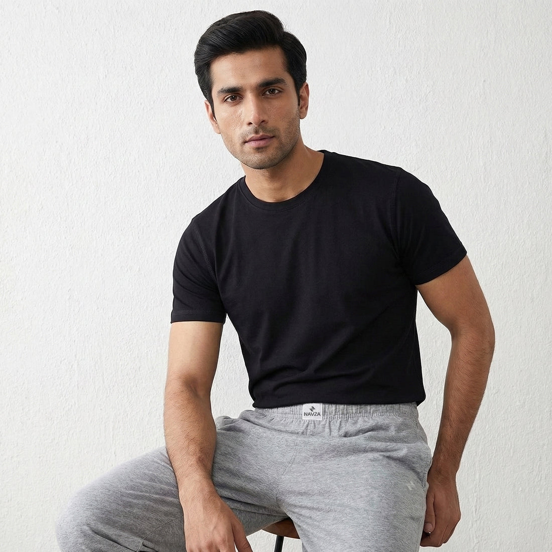 PACK OF BLACK UNDERTEE & GREY JERSEY TROUSER