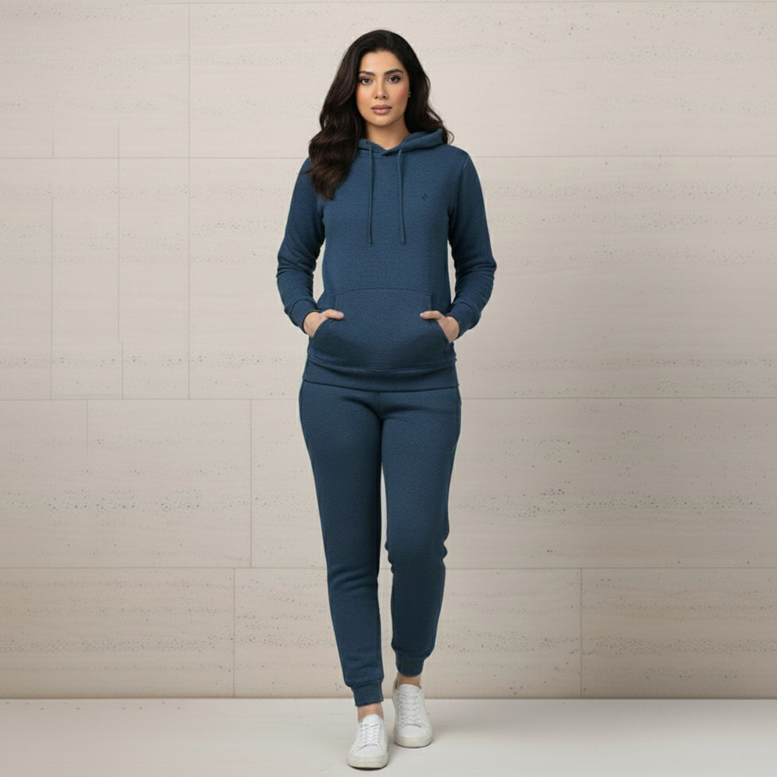 WOMEN ML PULLOVER HOODIE TRACKER - DENIM