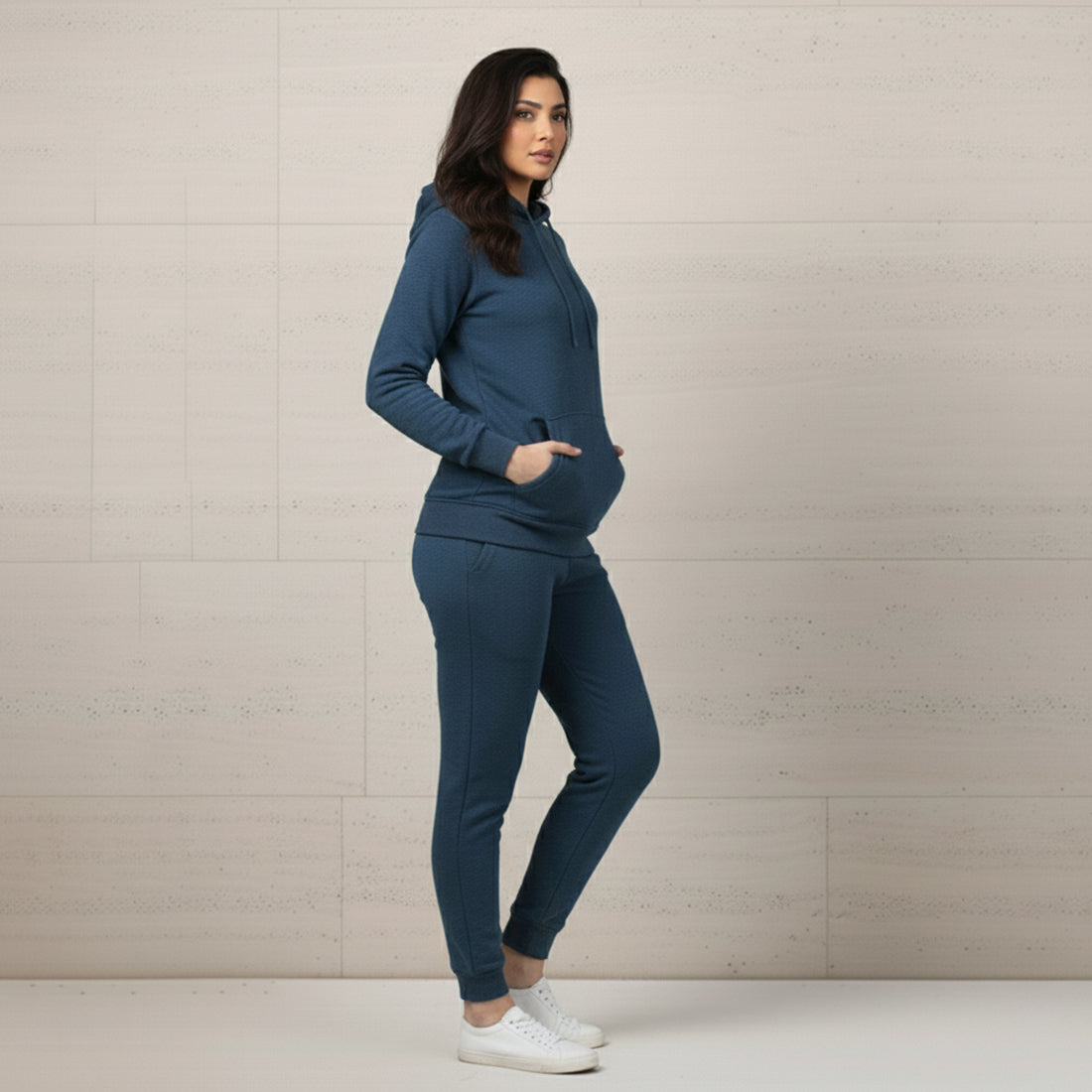 WOMEN ML PULLOVER HOODIE TRACKER - DENIM