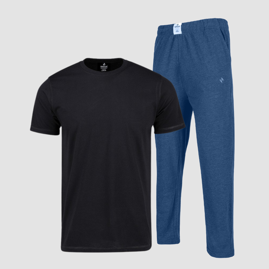 PACK OF BLACK UNDERTEE & DENIM JERSEY TROUSER