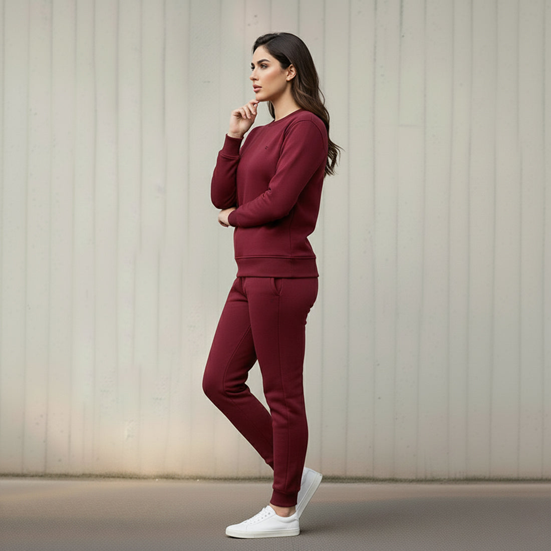 WOMEN ML SWEATSHIRT TRACKER – BURGUNDY