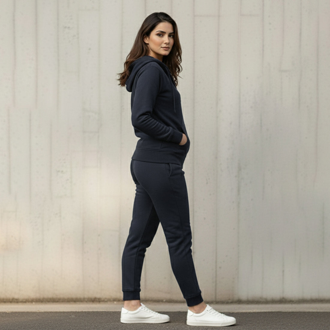 WOMEN ML ZIPPER HOODIE TRACKER - NAVY