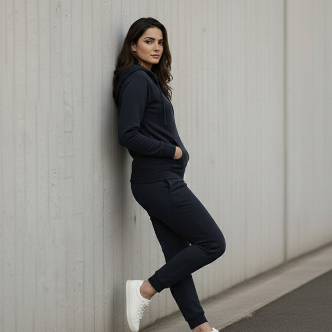 WOMEN ML ZIPPER HOODIE TRACKER - NAVY