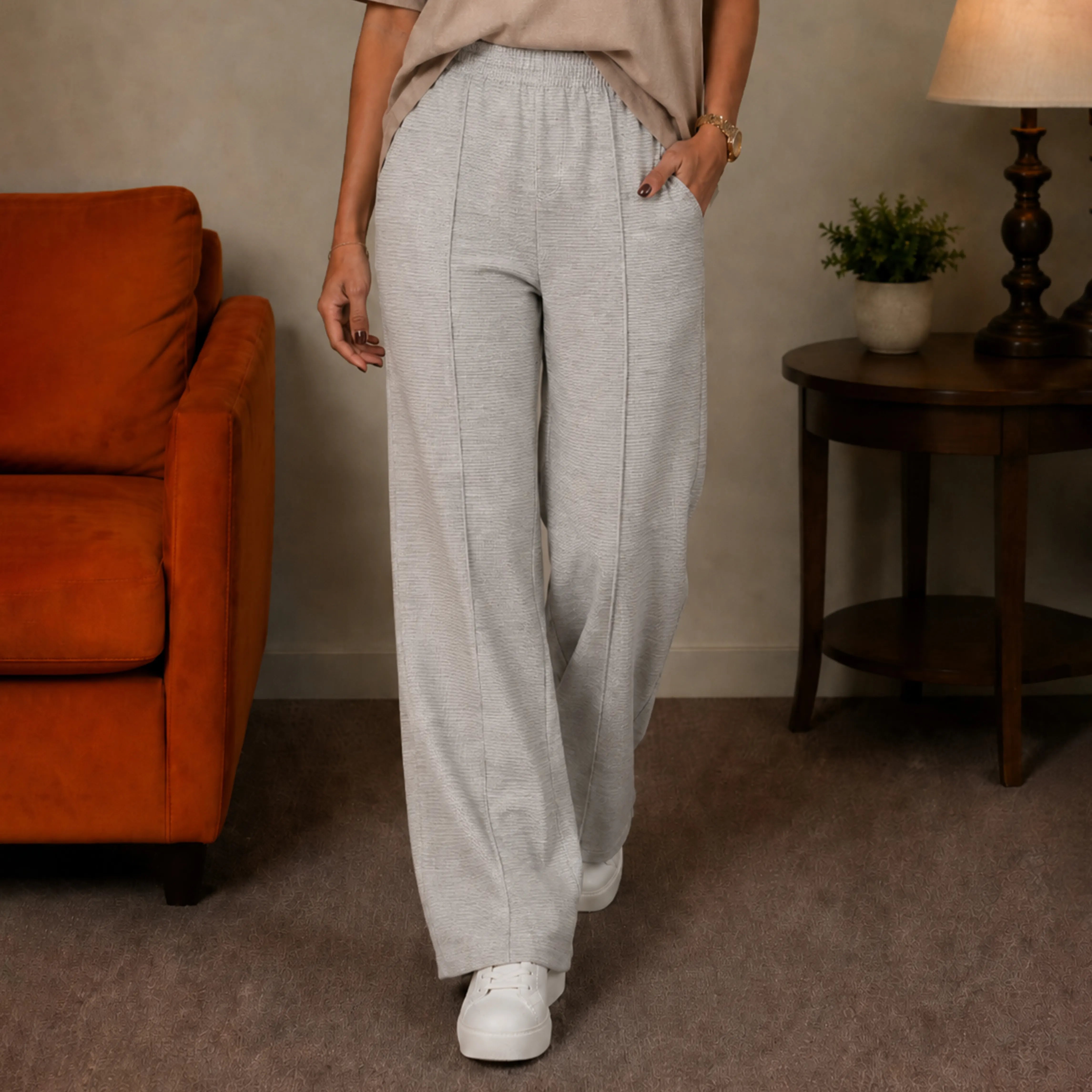 ASPEN OTTOMAN WIDE - LEG PANTS - SOFT HEATHER GREY