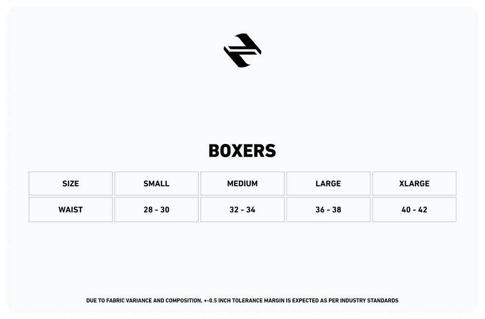 BOXERS SIZE CHART
