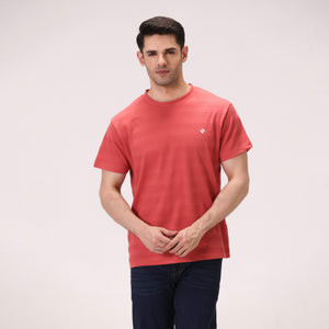 CORAL TEXTURED T-SHIRT – RED
