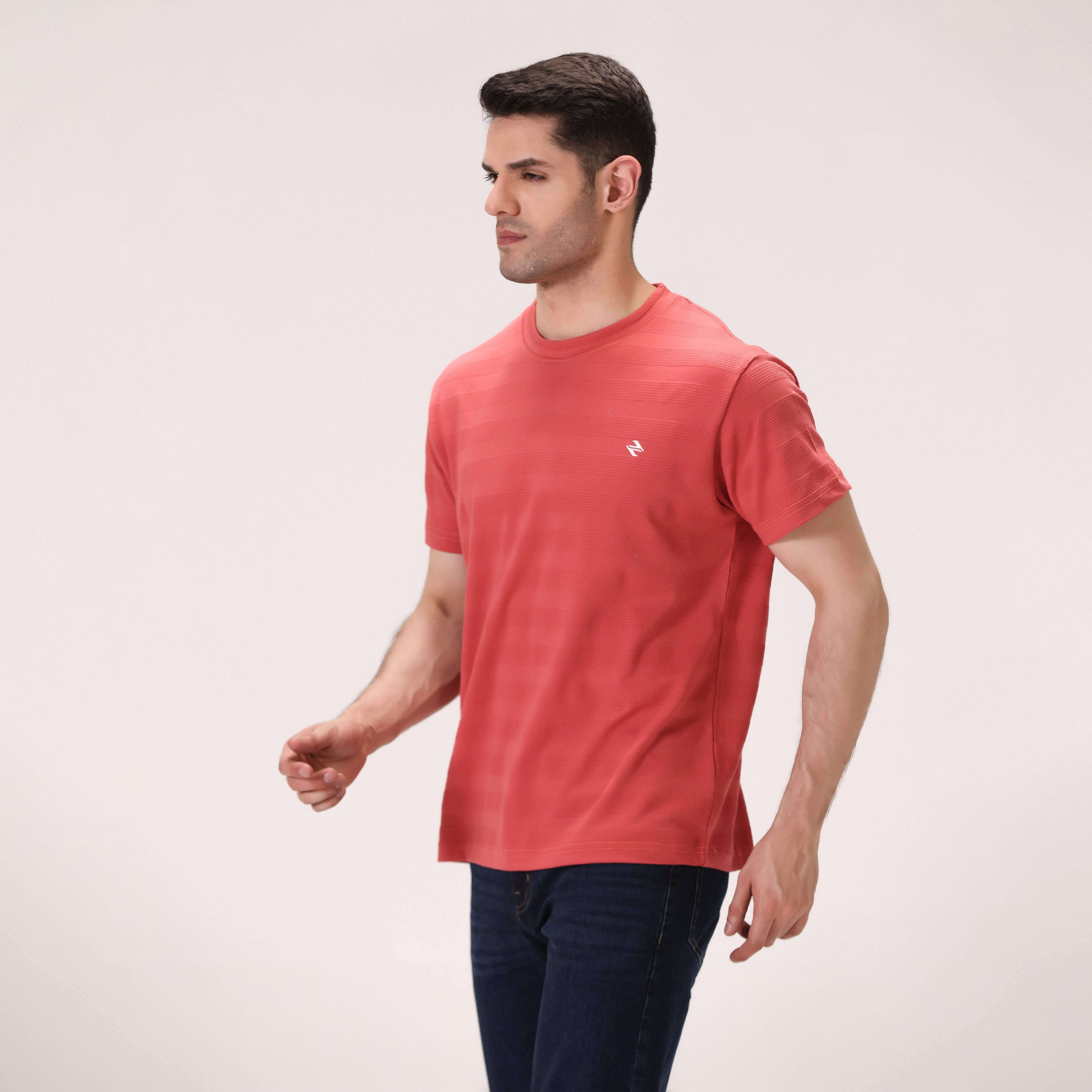 CORAL TEXTURED T-SHIRT – RED