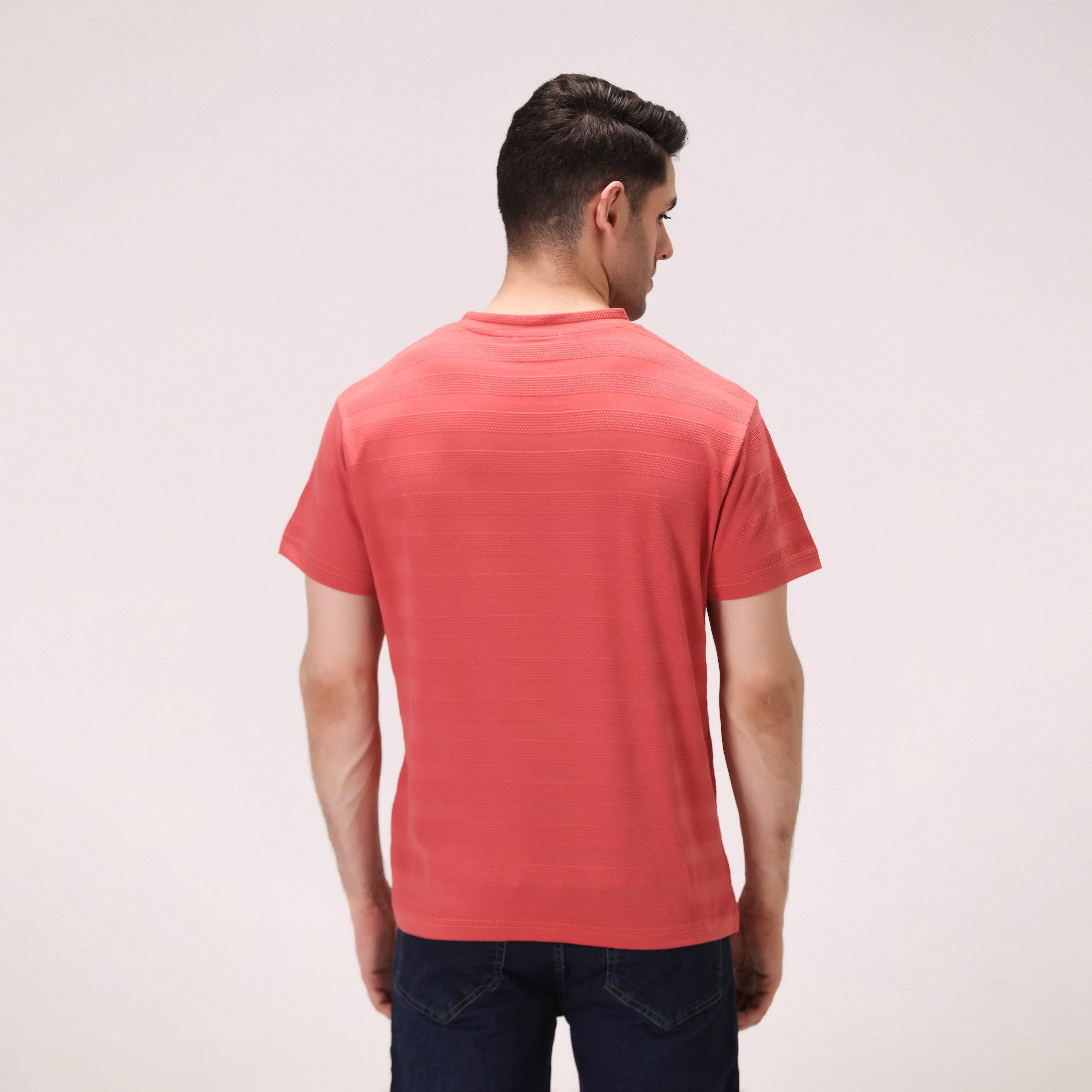 CORAL TEXTURED T-SHIRT – RED