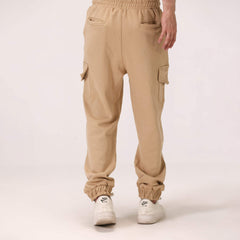 COTTON INTERLOCK CARGO JOGGER PANT – CAMEL
