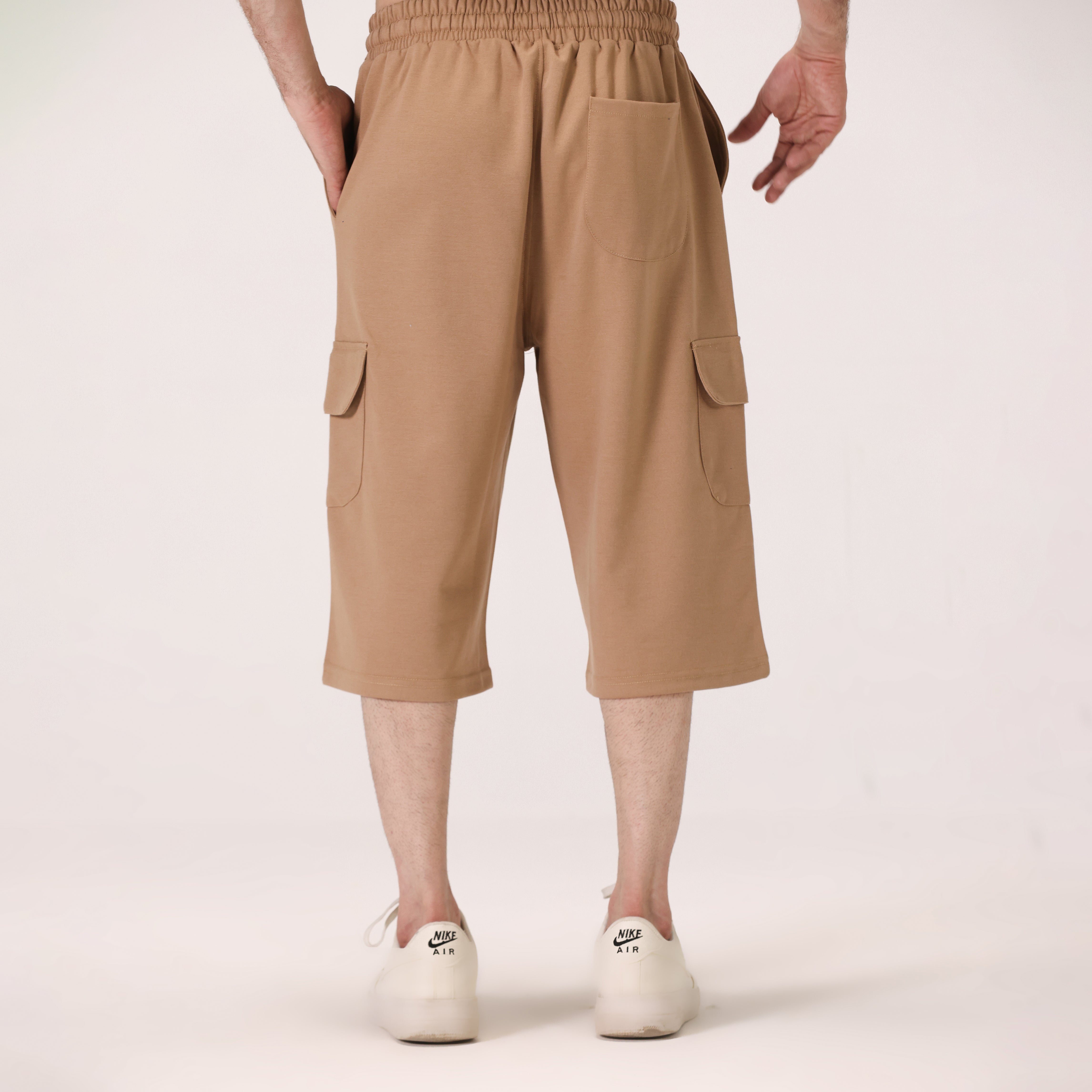COTTON INTERLOCK CARGO SHORTS – CAMEL