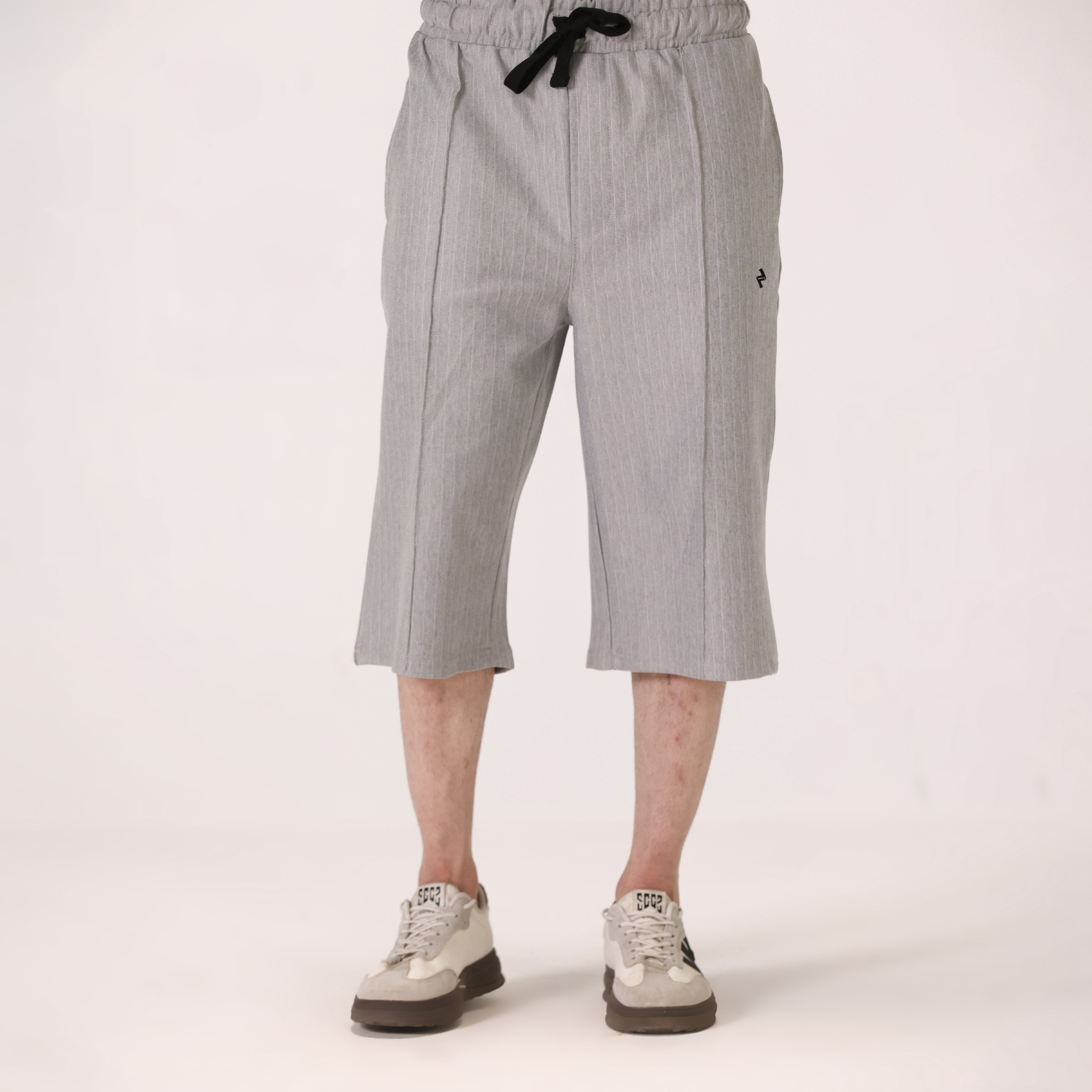 COTTON INTERLOCK TEXTURED SHORTS – LIGHT GREY