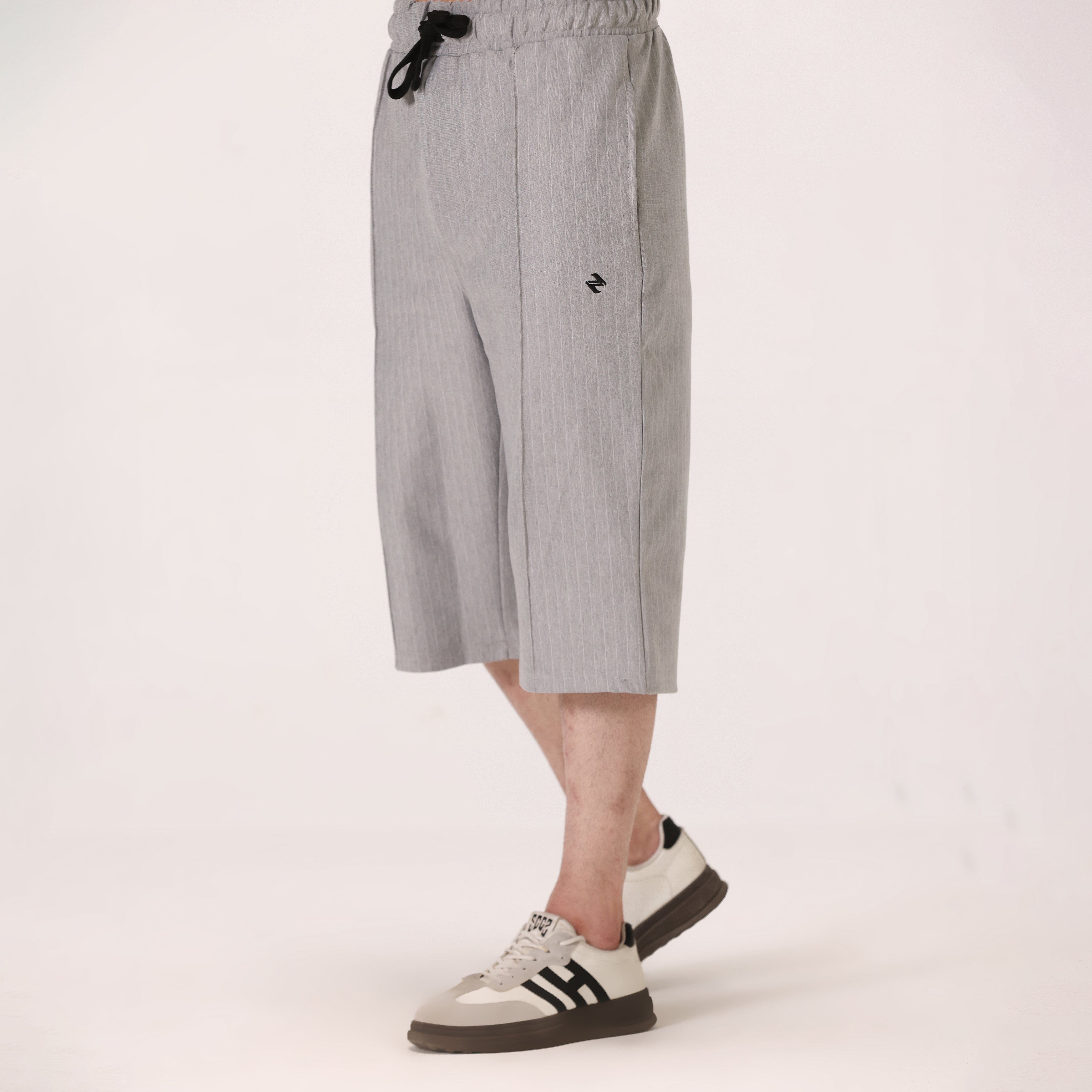 COTTON INTERLOCK TEXTURED SHORTS – LIGHT GREY