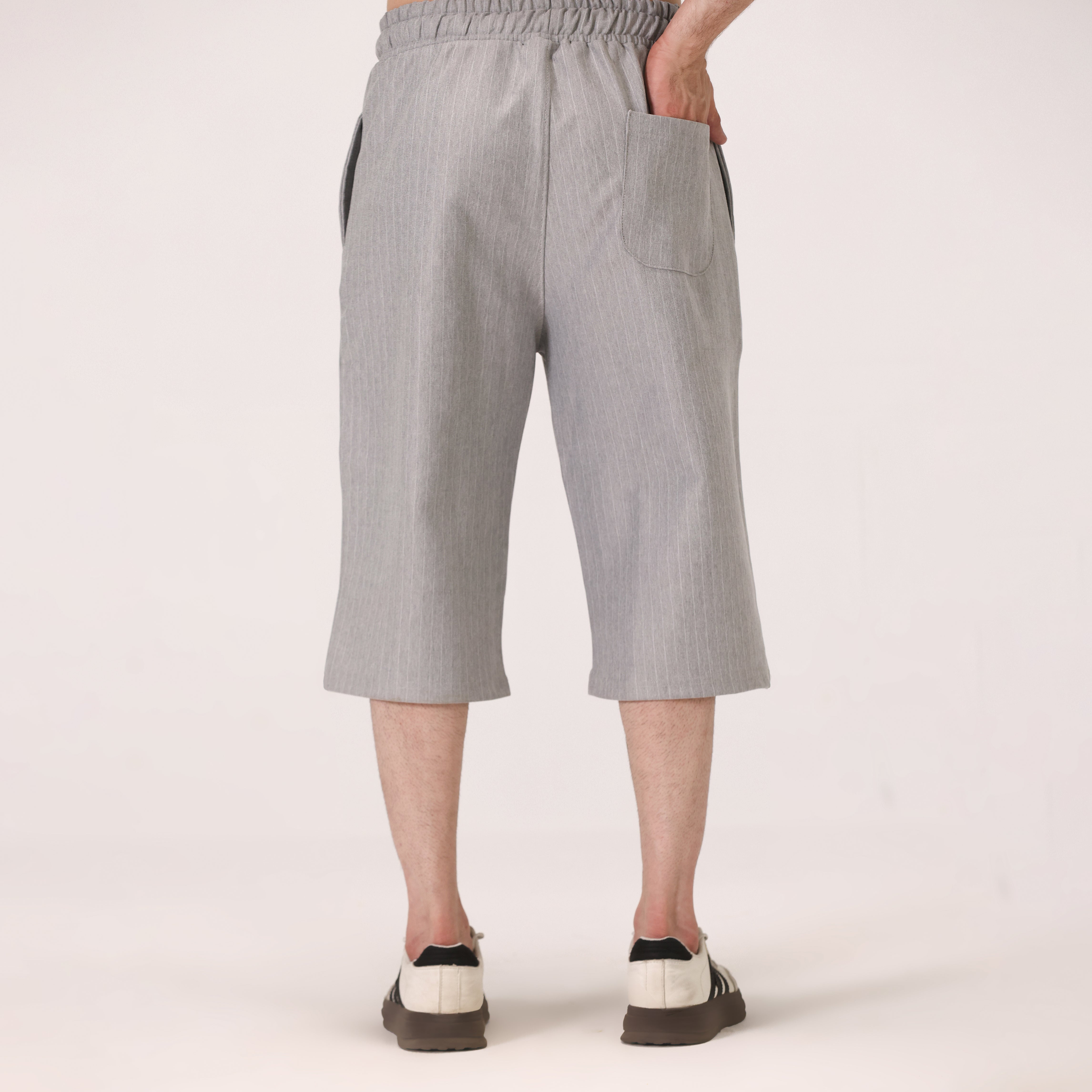 COTTON INTERLOCK TEXTURED SHORTS – LIGHT GREY