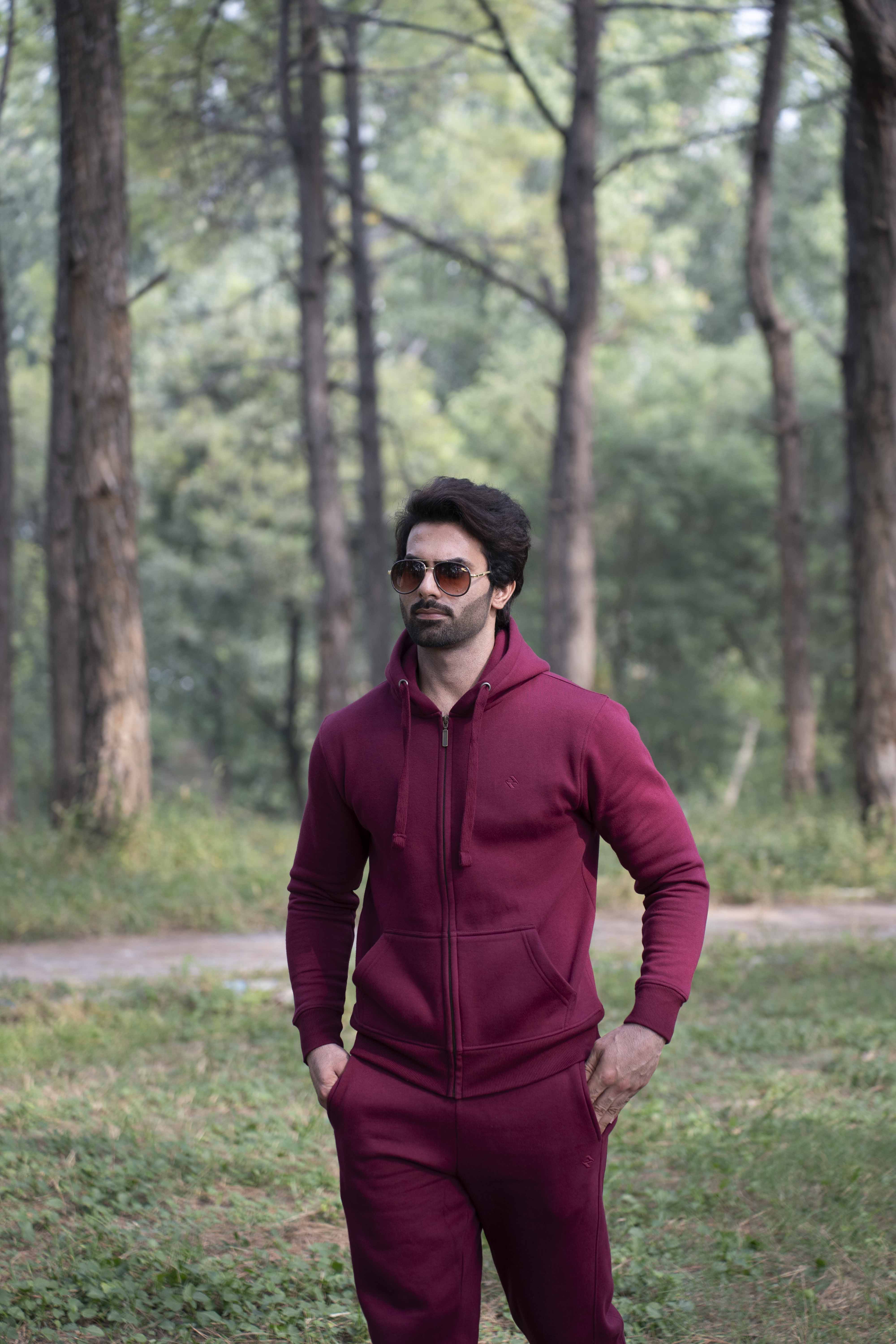 ML ZIPPER HOODIE TRACKER - BURGUNDY