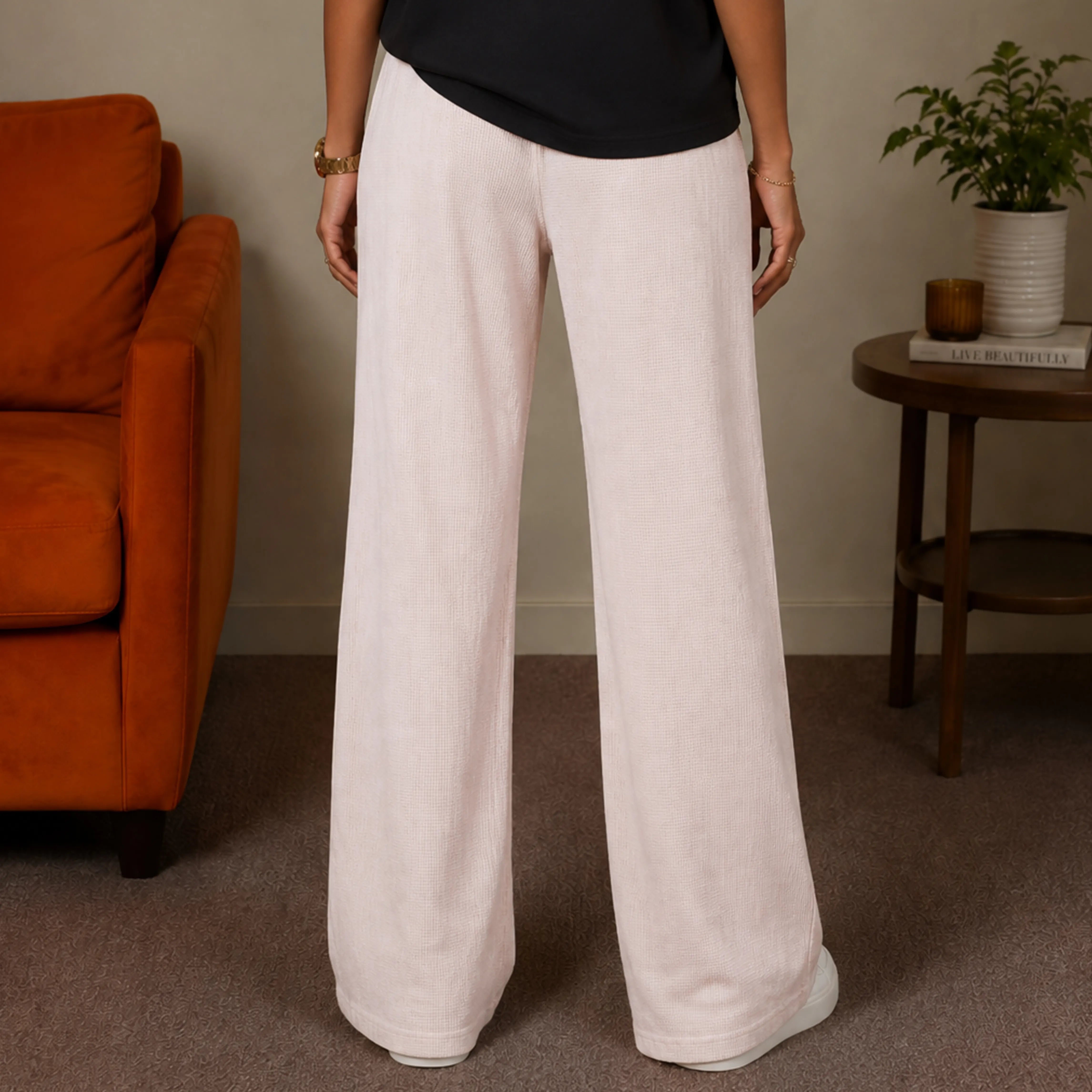 EVEREST THERMAL KNIT WIDE-LEG PANTS - SOFT IVORY