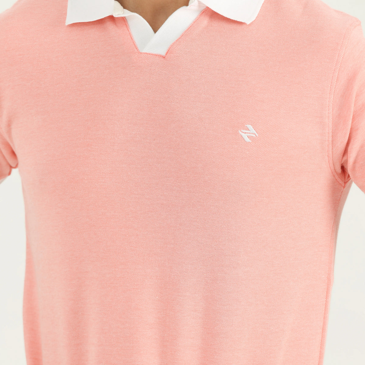 INTERLOCK CONTRAST COLLAR POLO SHIRT - CORAL