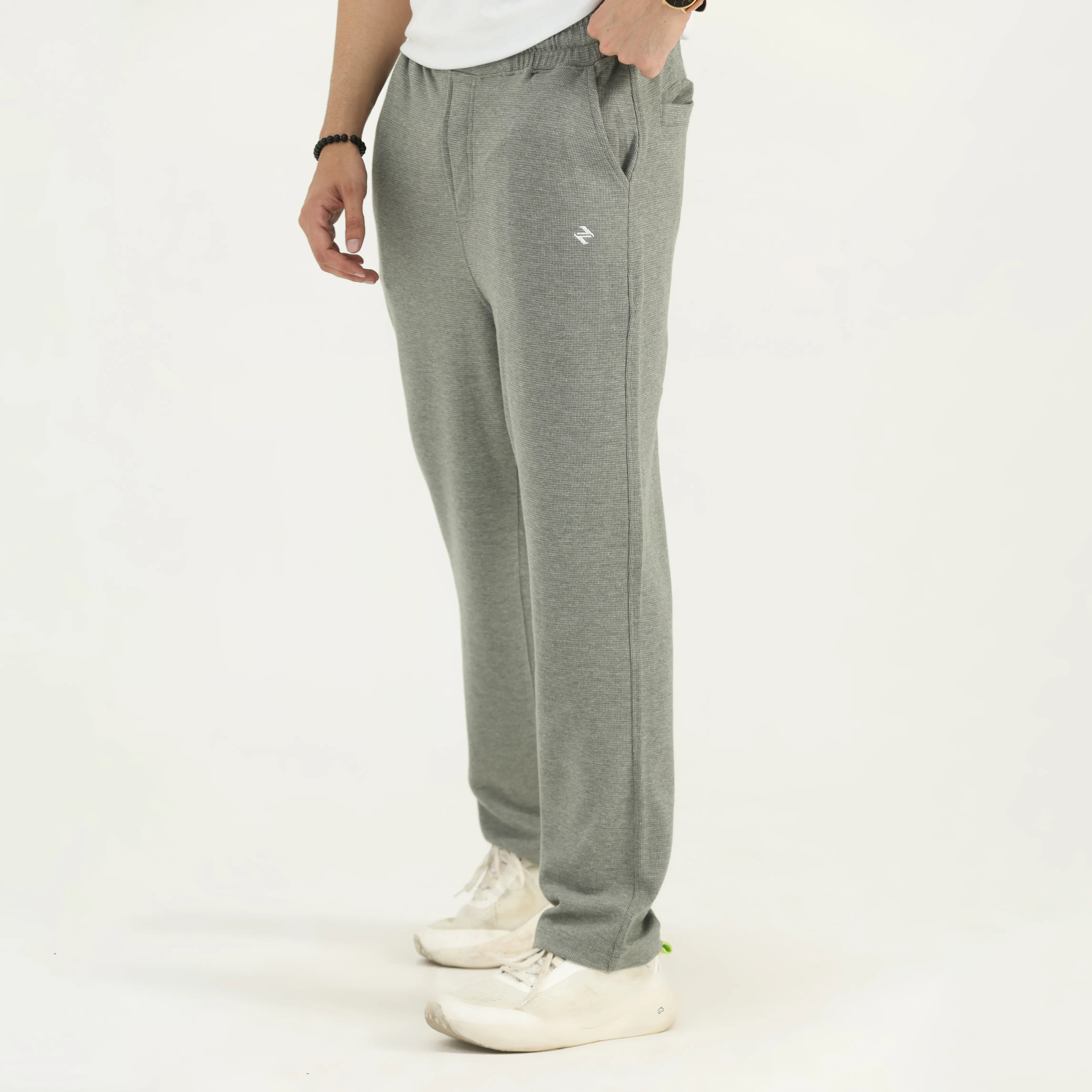 INTERLOCK COTTON TROUSERS - GREYISH TEAL