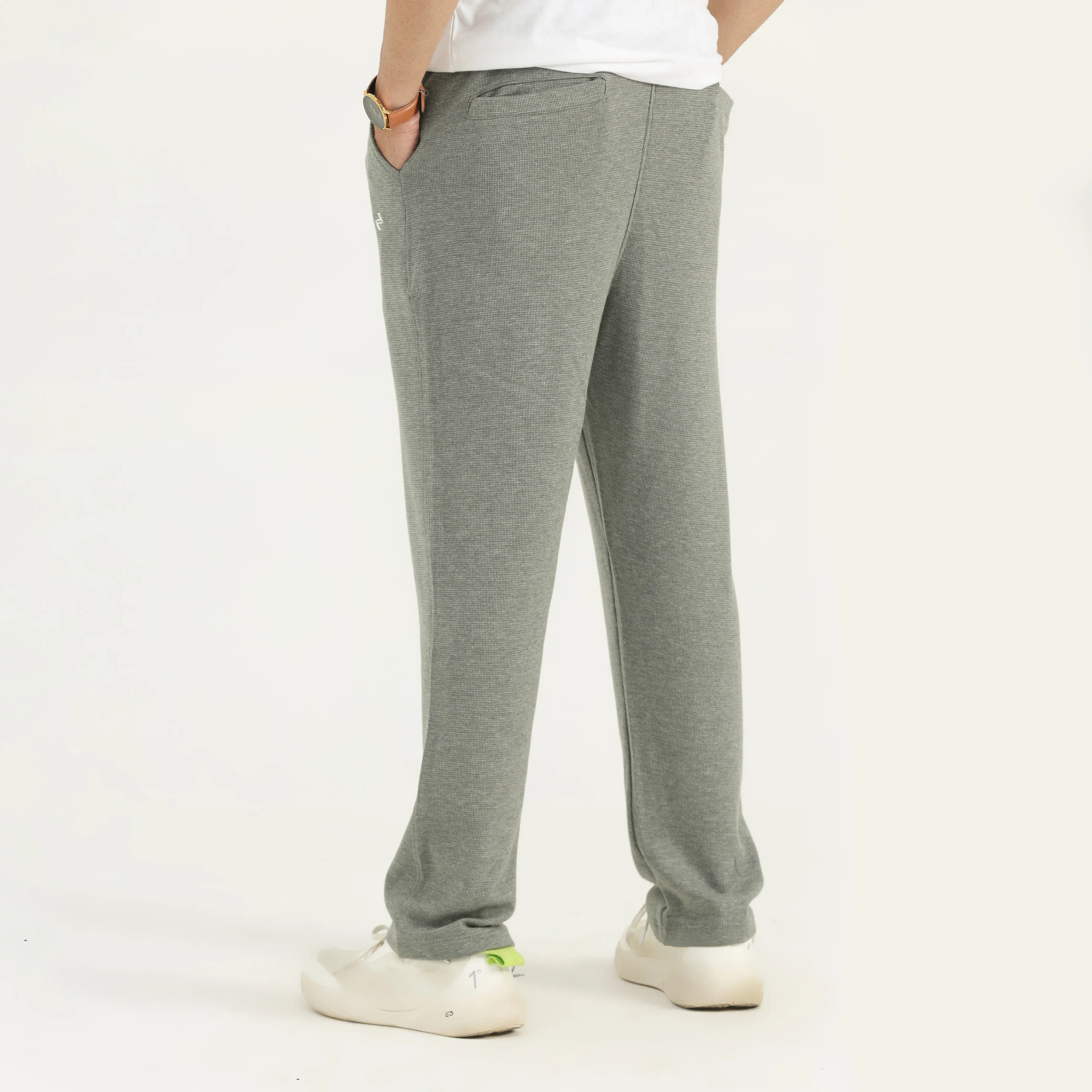 INTERLOCK COTTON TROUSERS - GREYISH TEAL