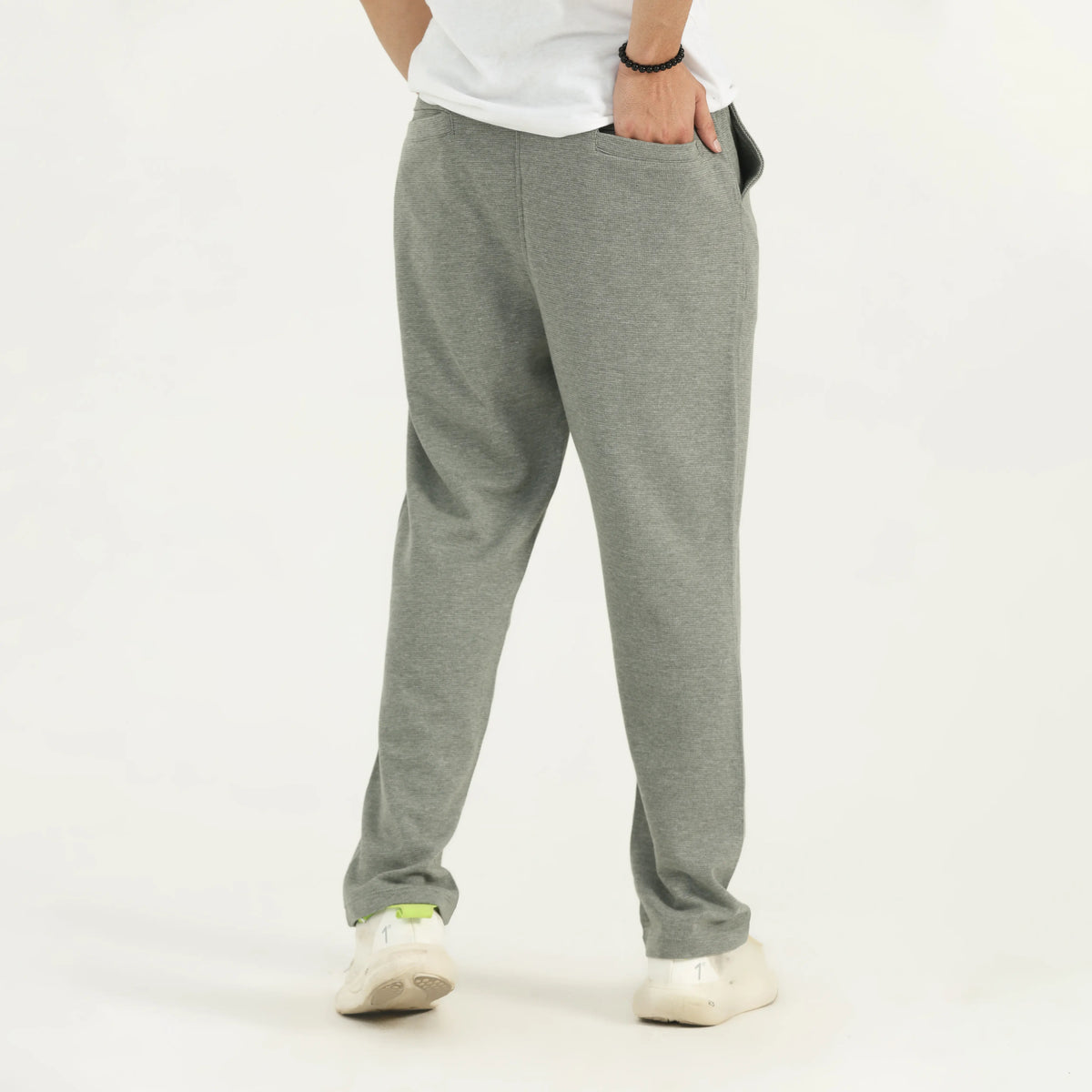 INTERLOCK COTTON TROUSERS - GREYISH TEAL