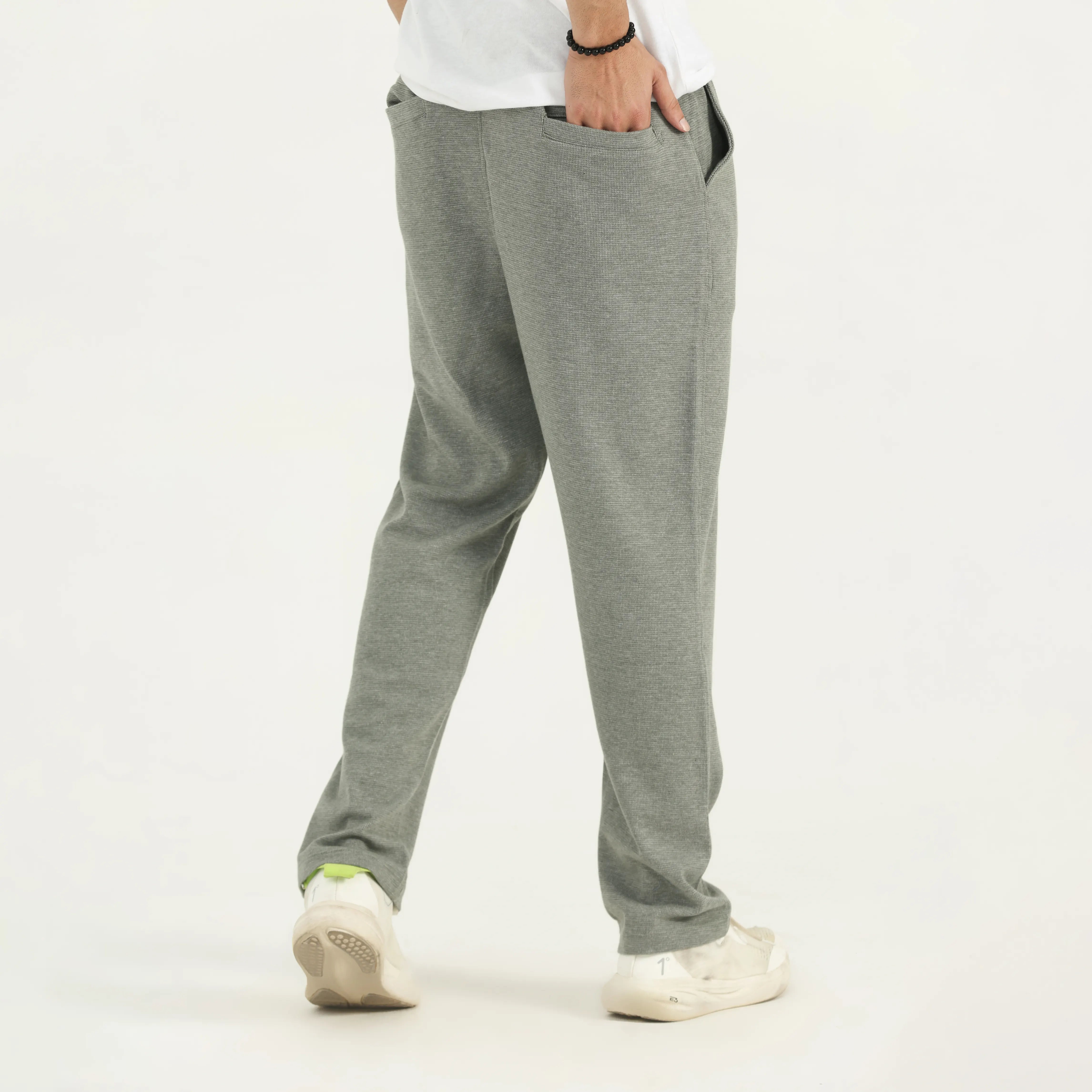 INTERLOCK COTTON TROUSERS - GREYISH TEAL