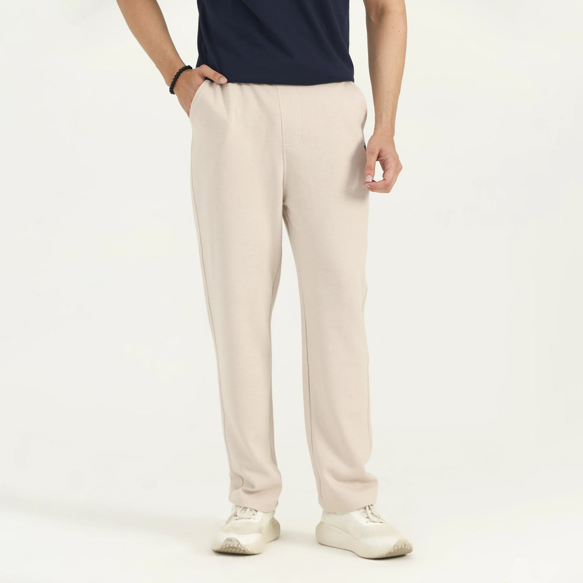 INTERLOCK COTTON TROUSERS - IVORY