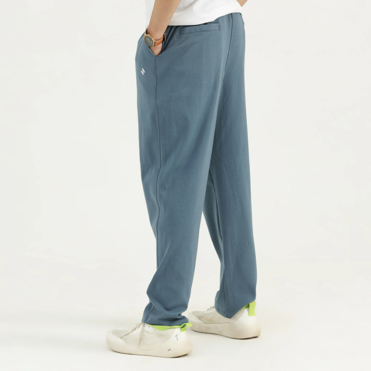 INTERLOCK KNIT STRAIGHT-LEG PANTS - STEEL BLUE