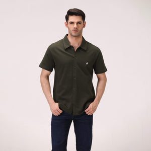 JACQUARD BUTTON DOWN SHIRT – OLIVE