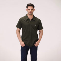 JACQUARD BUTTON DOWN SHIRT – OLIVE