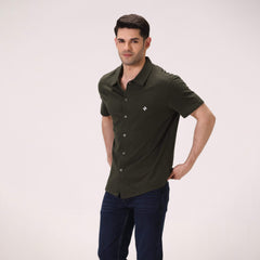 JACQUARD BUTTON DOWN SHIRT – OLIVE