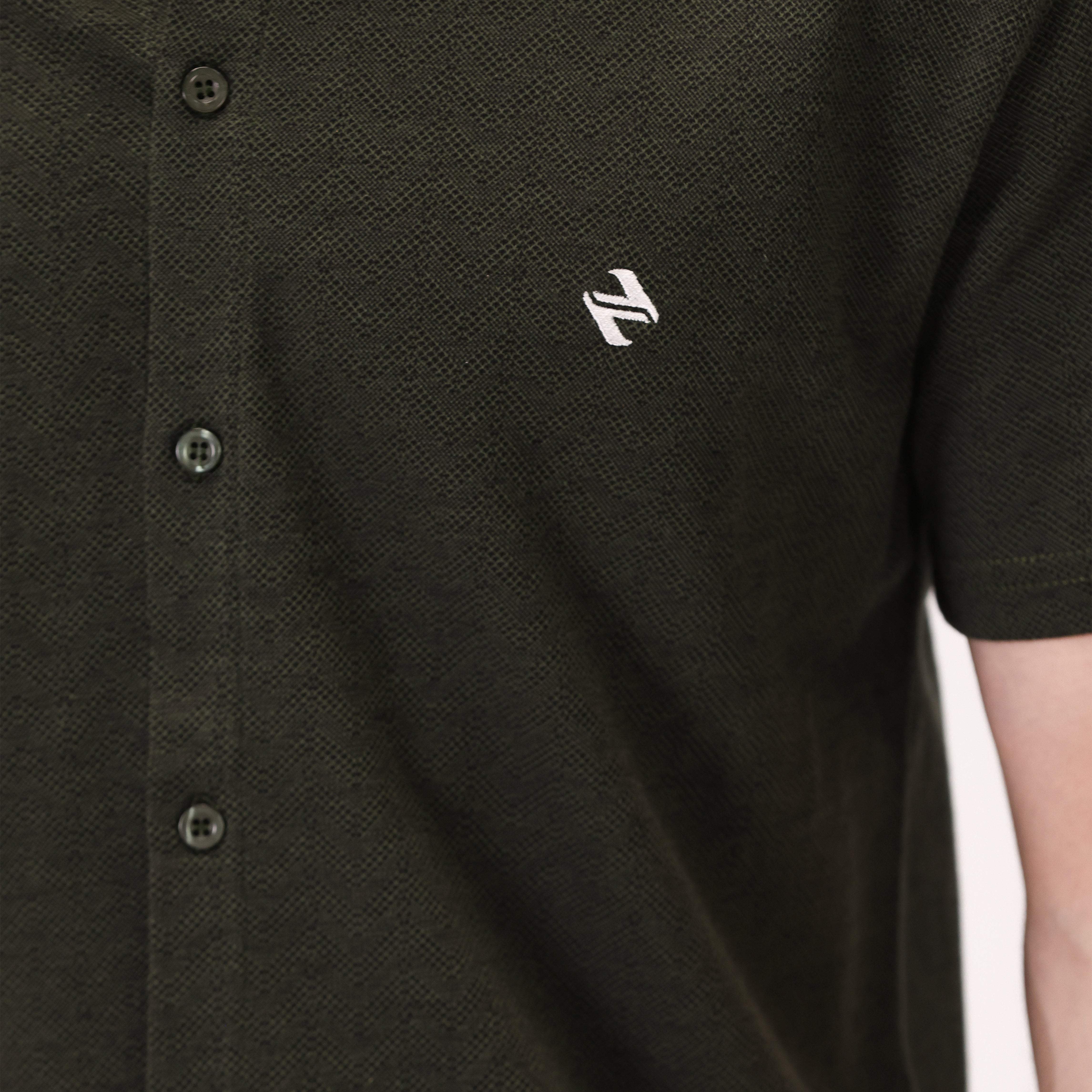 JACQUARD BUTTON DOWN SHIRT – OLIVE
