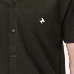 JACQUARD BUTTON DOWN SHIRT – OLIVE