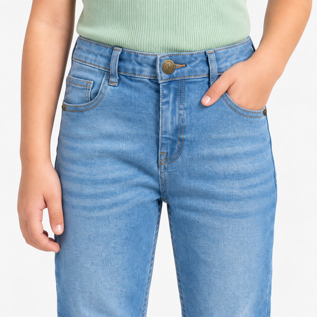JUNIOR GIRLS RELAXED SLIM FIT DENIM – LIGHT BLUE