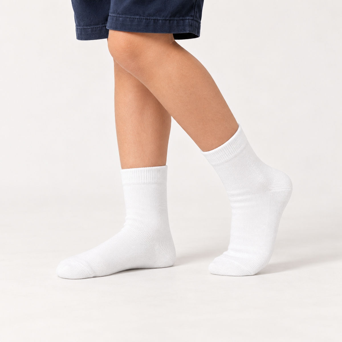 KIDS CREW SOCKS WHITE NAVZA