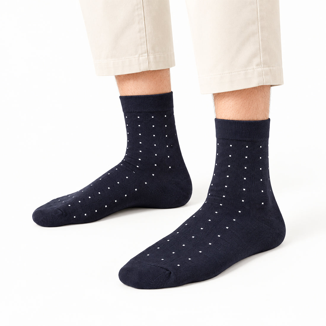 MEN DOTS SHORT CREW SOCKS NAVY NAVZA