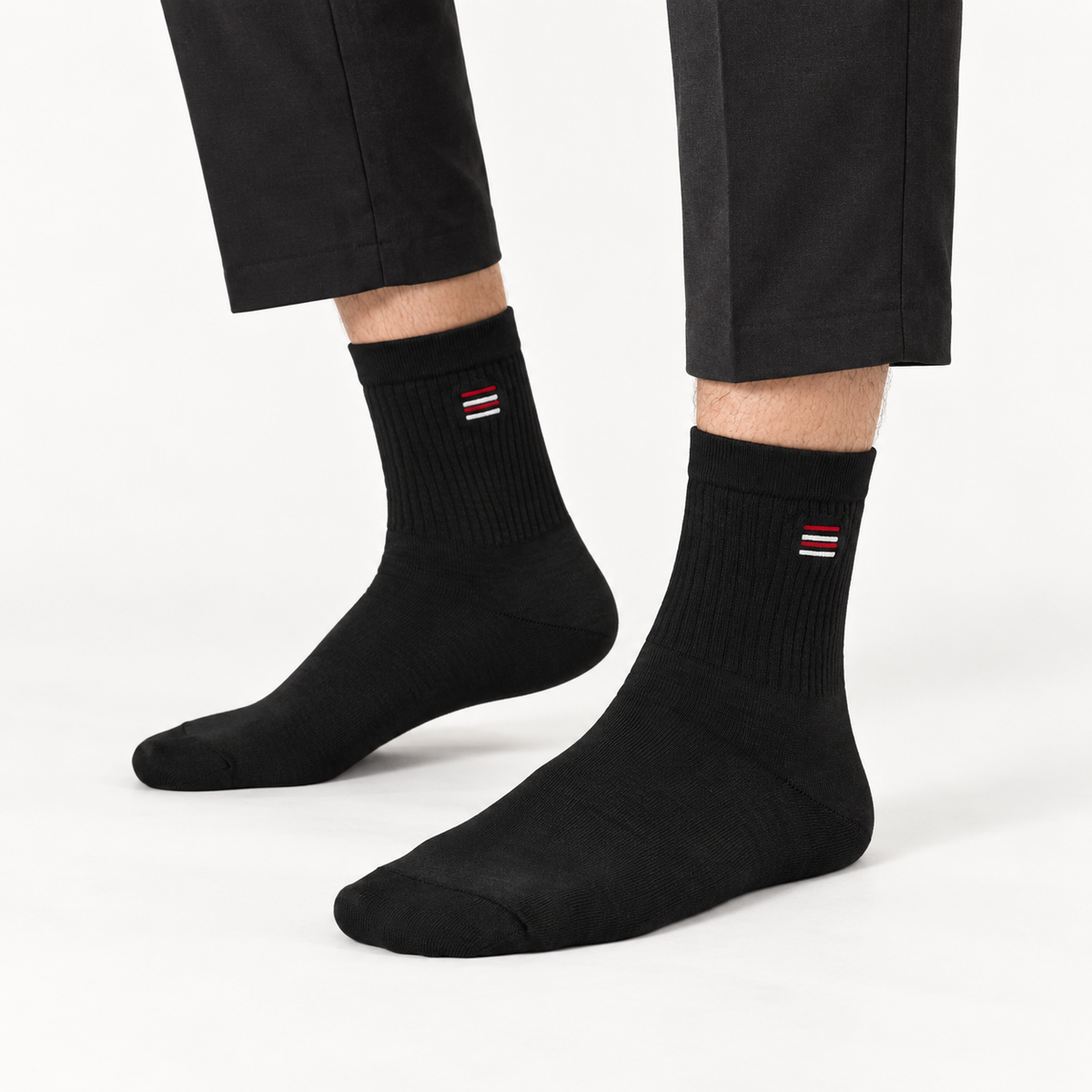 MEN EMBLEM CREW SOCKS BLACK NAVZA