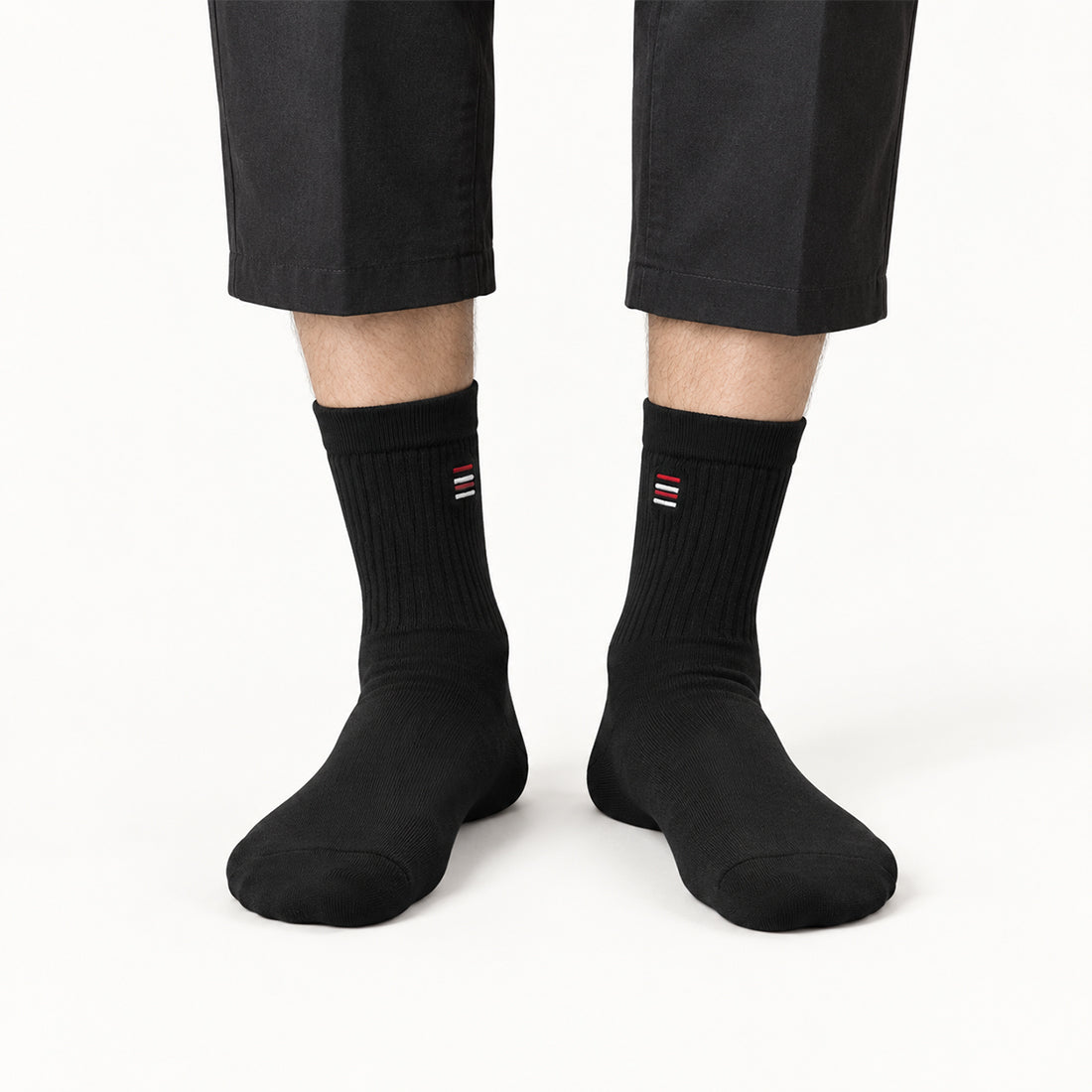 MEN EMBLEM CREW SOCKS BLACK NAVZA