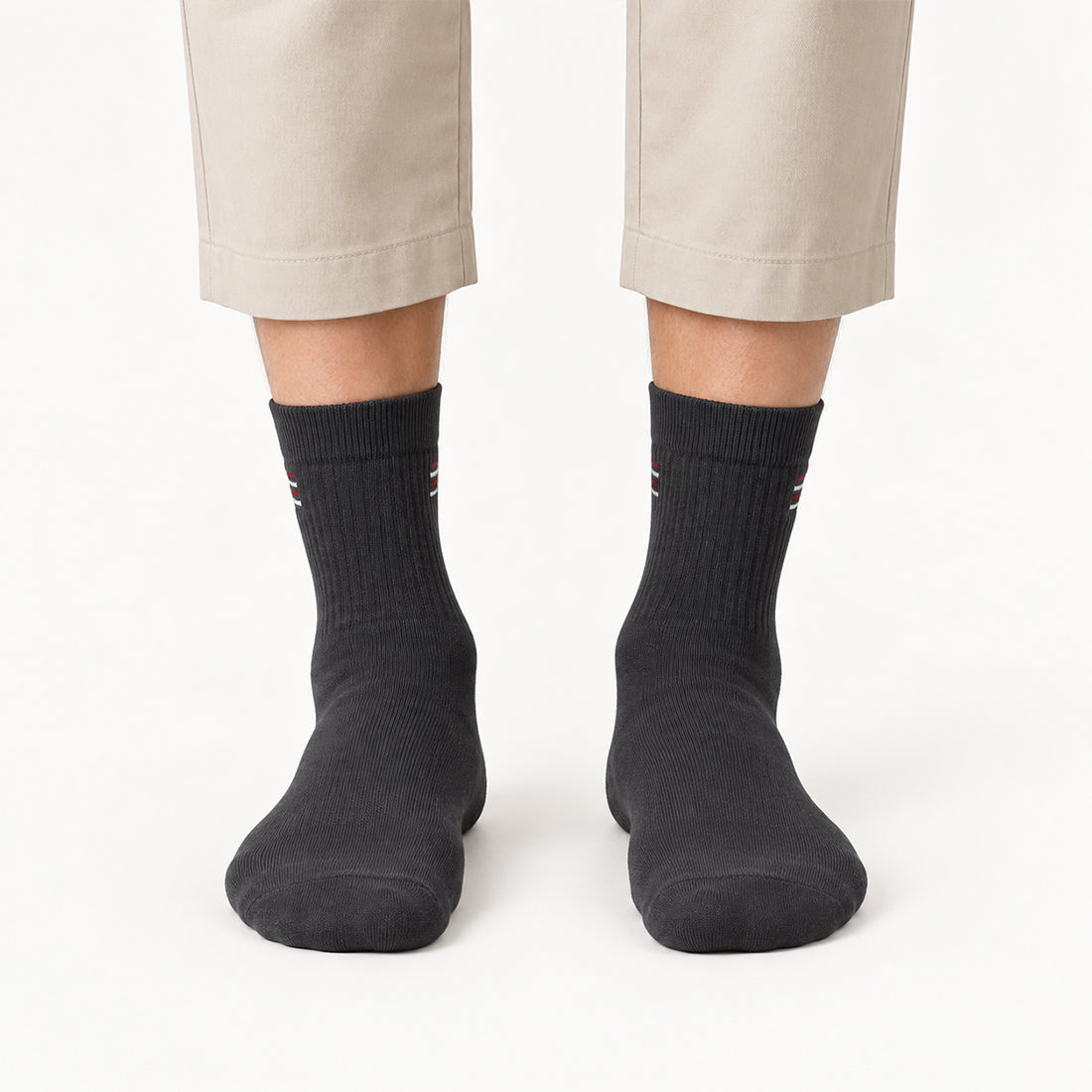 MEN EMBLEM CREW SOCKS CHARCOAL NAVZA