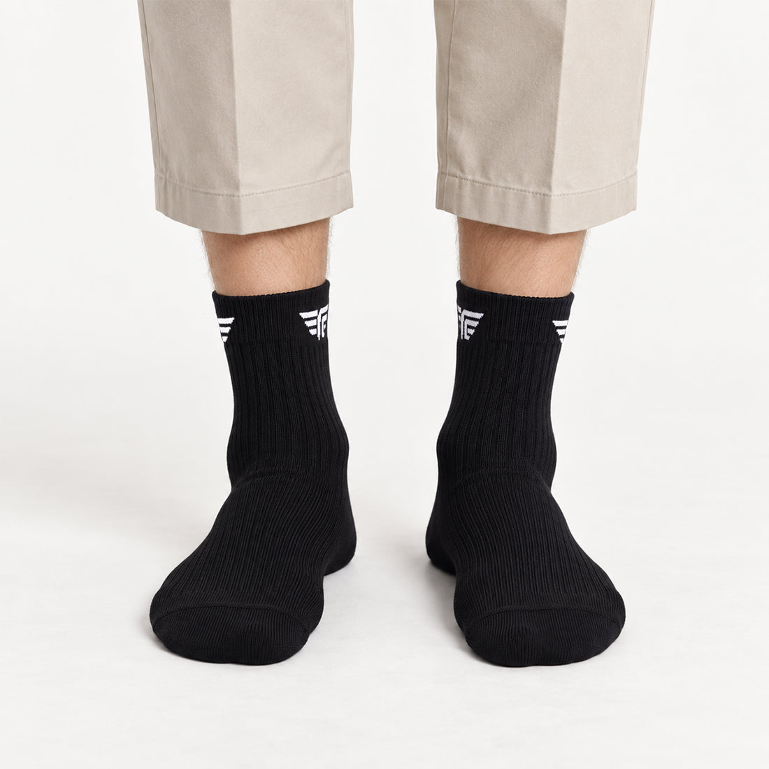 MEN RIBBED SHORT CREW SOCKS BLACK NAVZA