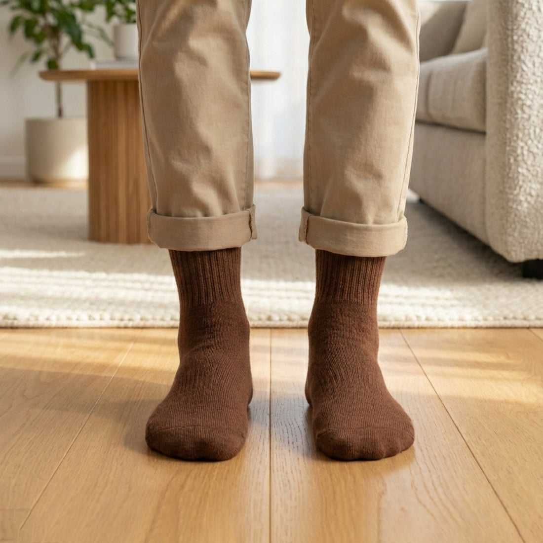 MEN SHORT CREW SOCKS BROWN | NAVZA