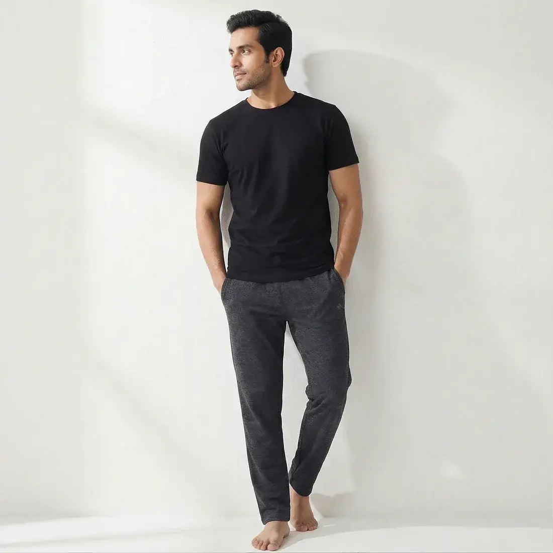 PACK OF BLACK UNDERTEE AND CHARCOAL TROUSER NAVZA