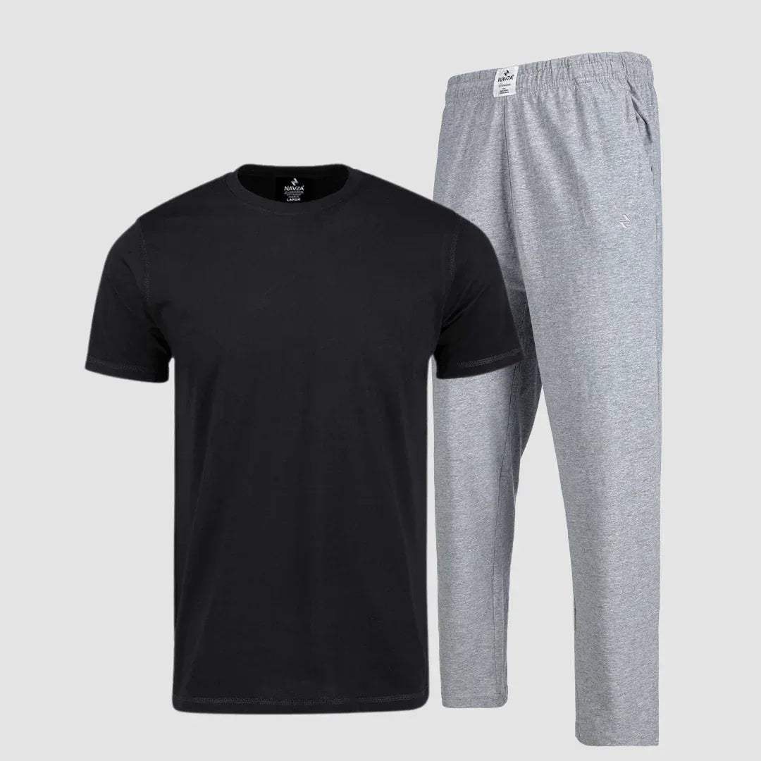PACK OF BLACK UNDERTEE & GREY JERSEY TROUSER - NAVZA