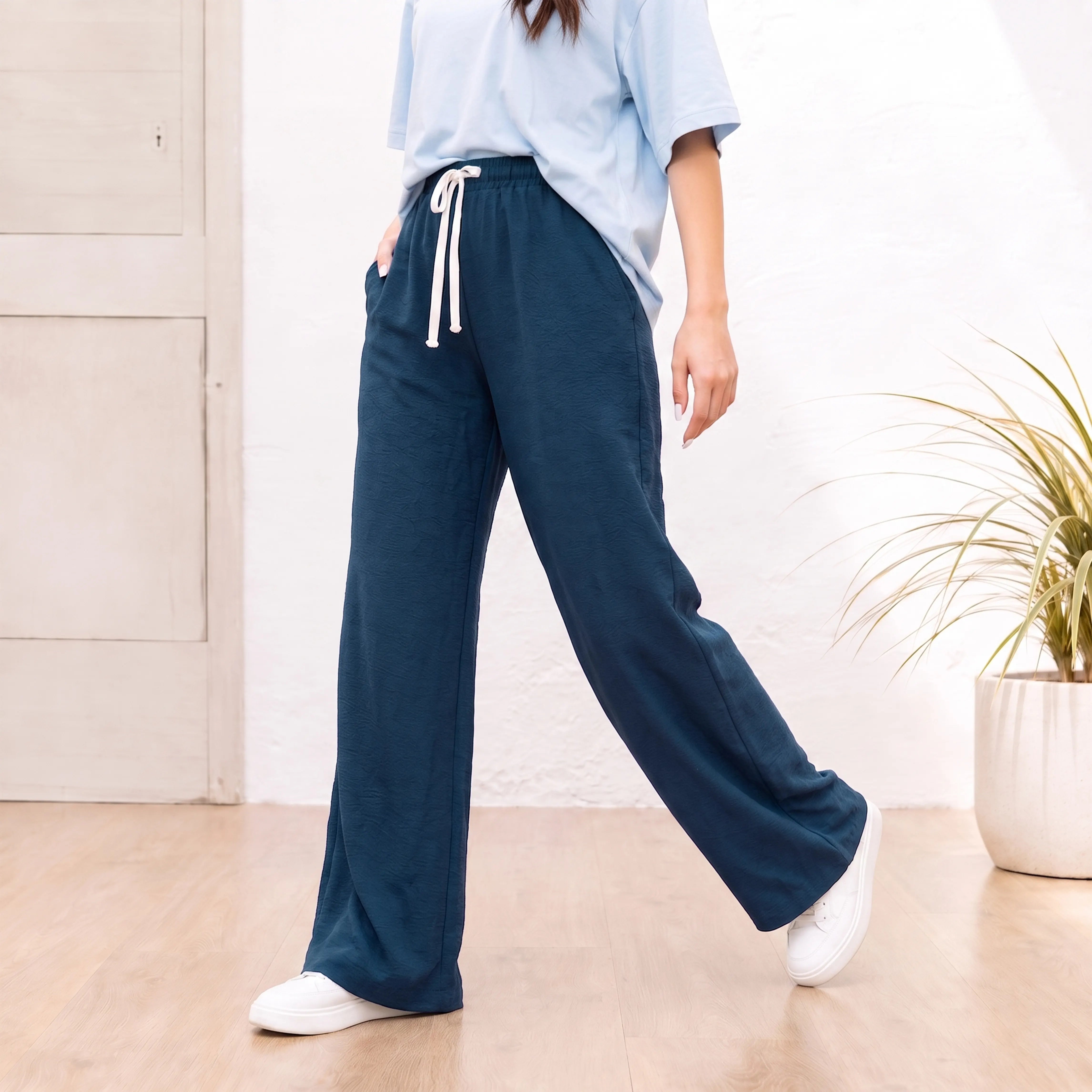 PRESTIGE JACQUARD WIDE - LEG PANTS – CLASSIC NAVY