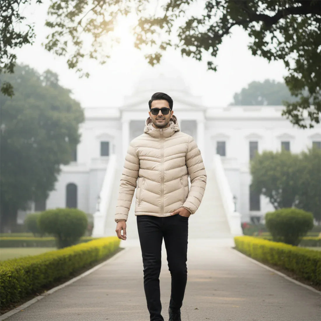 PUFFER JACKET DETACHABLE SLEEVES OFF-WHITE | NAVZA