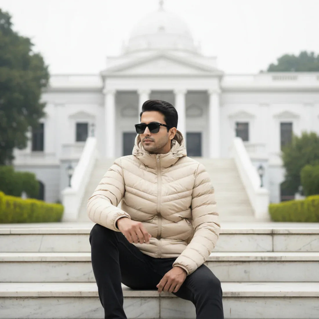 PUFFER JACKET DETACHABLE SLEEVES OFF-WHITE | NAVZA