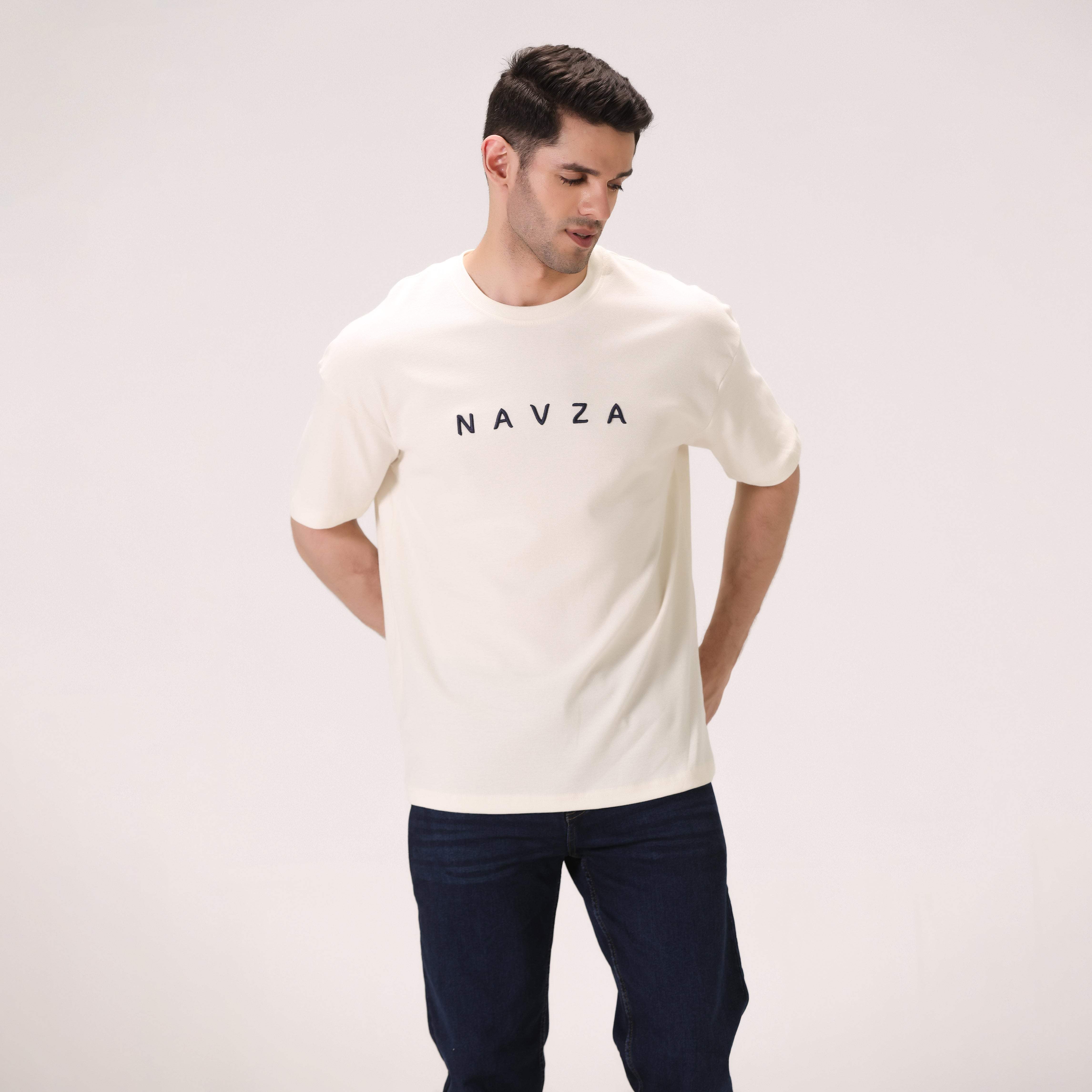 RELAXED WAFFLE KNIT T-SHIRT – OFF-WHITE